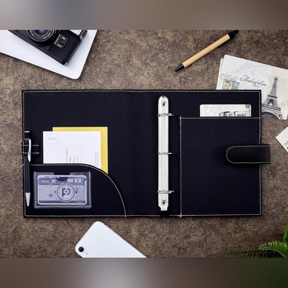 Mini Executive Leather Portfolio Folder, 1" Ring Binder and 250-Sheet Capacity - Picture 3 of 10